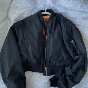 Black puffy bomber jacket